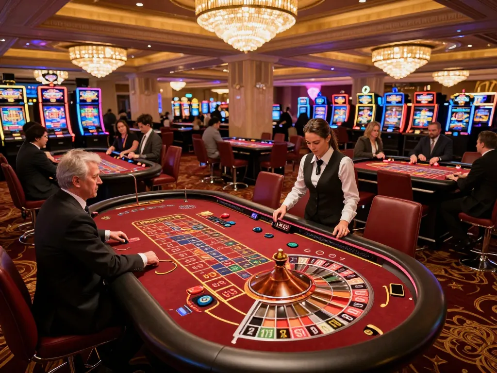 shbet casino scene with players eagerly betting at a roulette table, vibrant and lively atmosphere