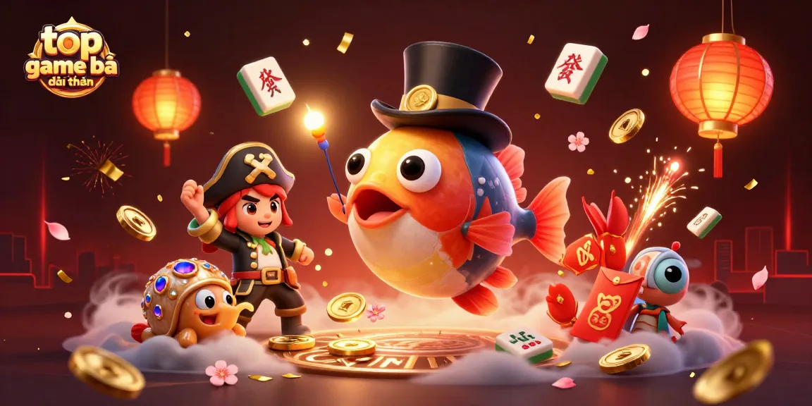 Engage with the top game bài đổi thưởng through an exciting illustration featuring an anglerfish, shrimp, and treasure sea snail.