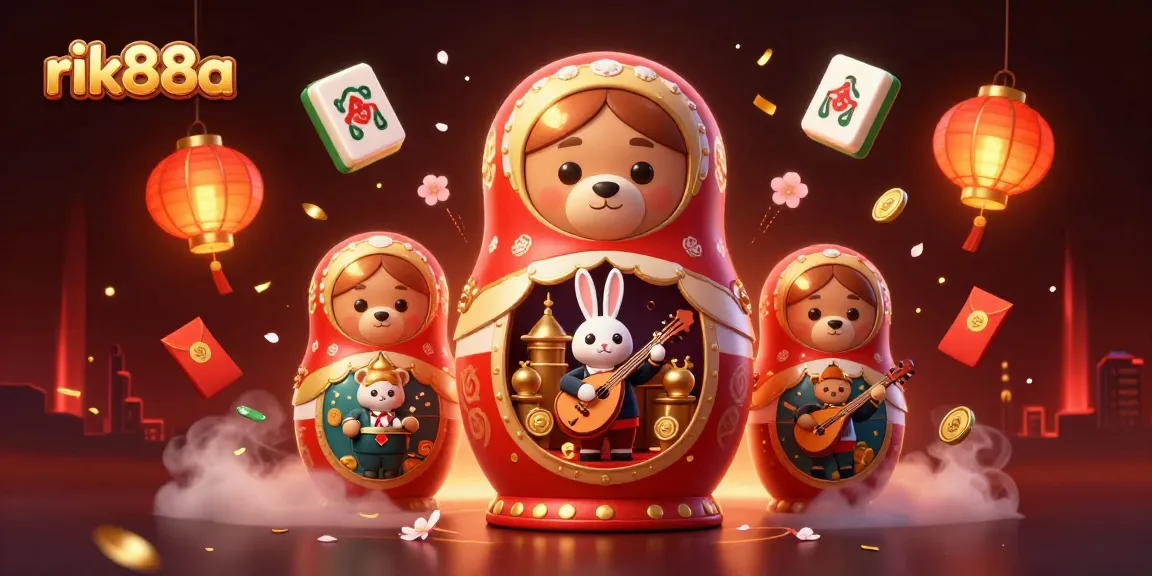 Experience thrilling gameplay at rik88a with vibrant casino elements and 3D cartoon characters in a dynamic scene.
