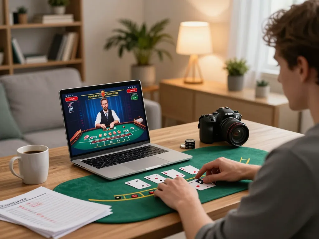 Engaging in SC88 online blackjack gaming at home with a live dealer, showcasing thrilling interaction and strategy