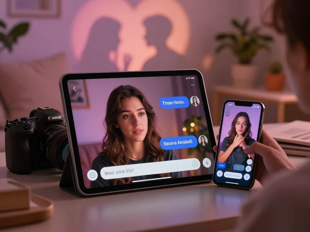 Engaging free AI sex chat in a cozy home setting with modern tech