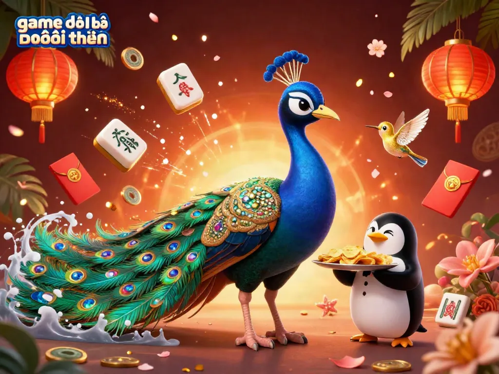 Experience excitement with game đánh bài đổi thưởng amidst dynamic 3D characters and festive elements!