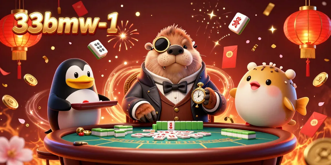 Engage with the vibrant scene at 33bmw-1 featuring a jolly walrus in a Victorian outfit playing poker underwater with dynamic elements.