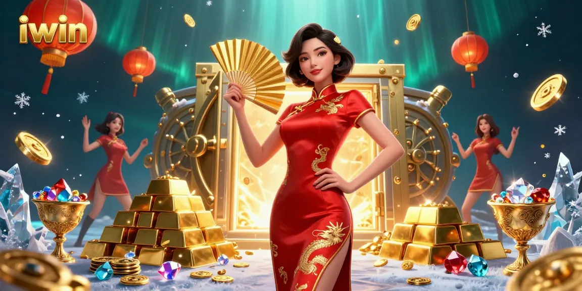 Experience exciting wins at iwin with a stunning casino illustration vibrant with jewels and gold.