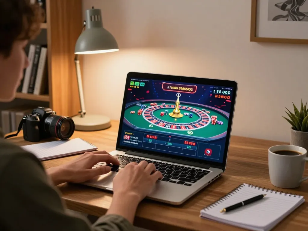 PHSKY user engaged in online roulette gameplay, showcasing vibrant interface and cozy gaming setup