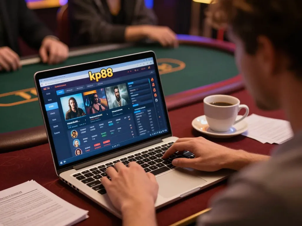 Engaging player strategizing on kp88 online casino platform during gameplay.