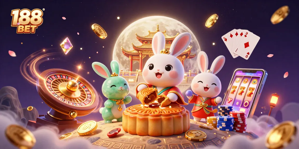 Experience the excitement of 188 BET with a vibrant 3D scene full of casino elements.