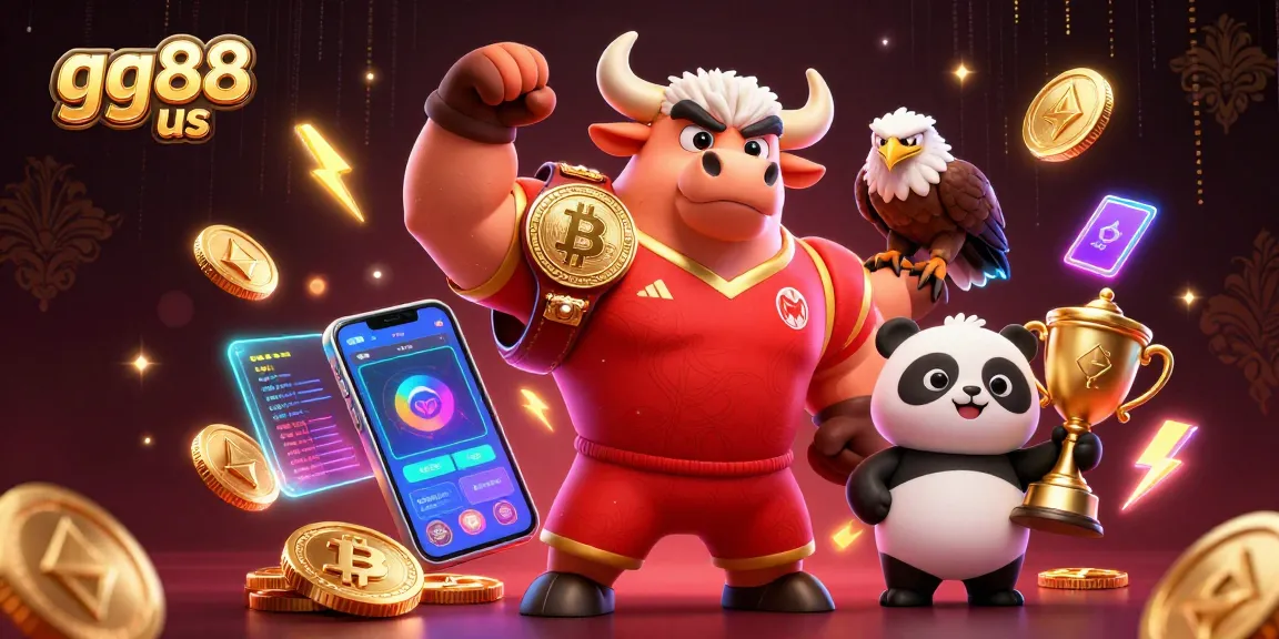 Engage with gg88 us and win big at exciting online casino games, showcasing vibrant characters and crypto elements.