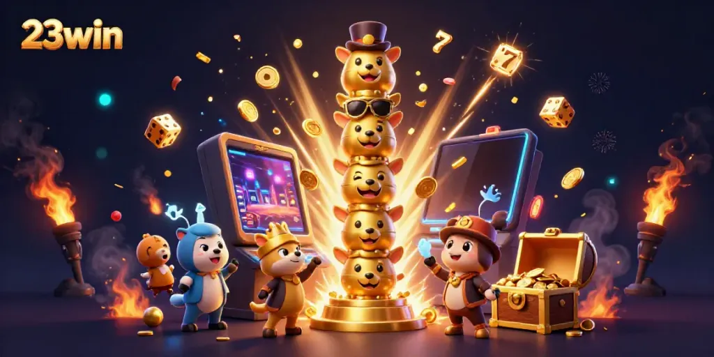Experience thrilling gameplay at 23win with vibrant casino elements and dynamic illustrations.