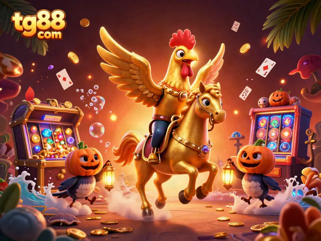 Experience the thrill of tg88 com in a vibrant casino scene with dynamic characters embodying luck and excitement.