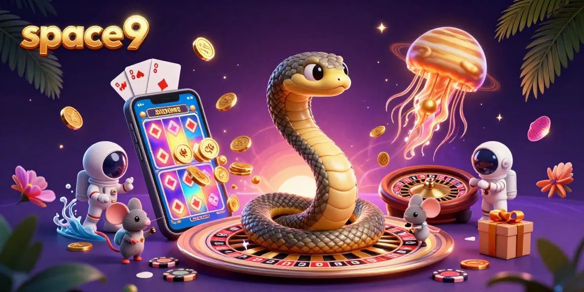 Experience thrilling betting at space9 Casino with a 3D cosmic dealer and vibrant slot games.