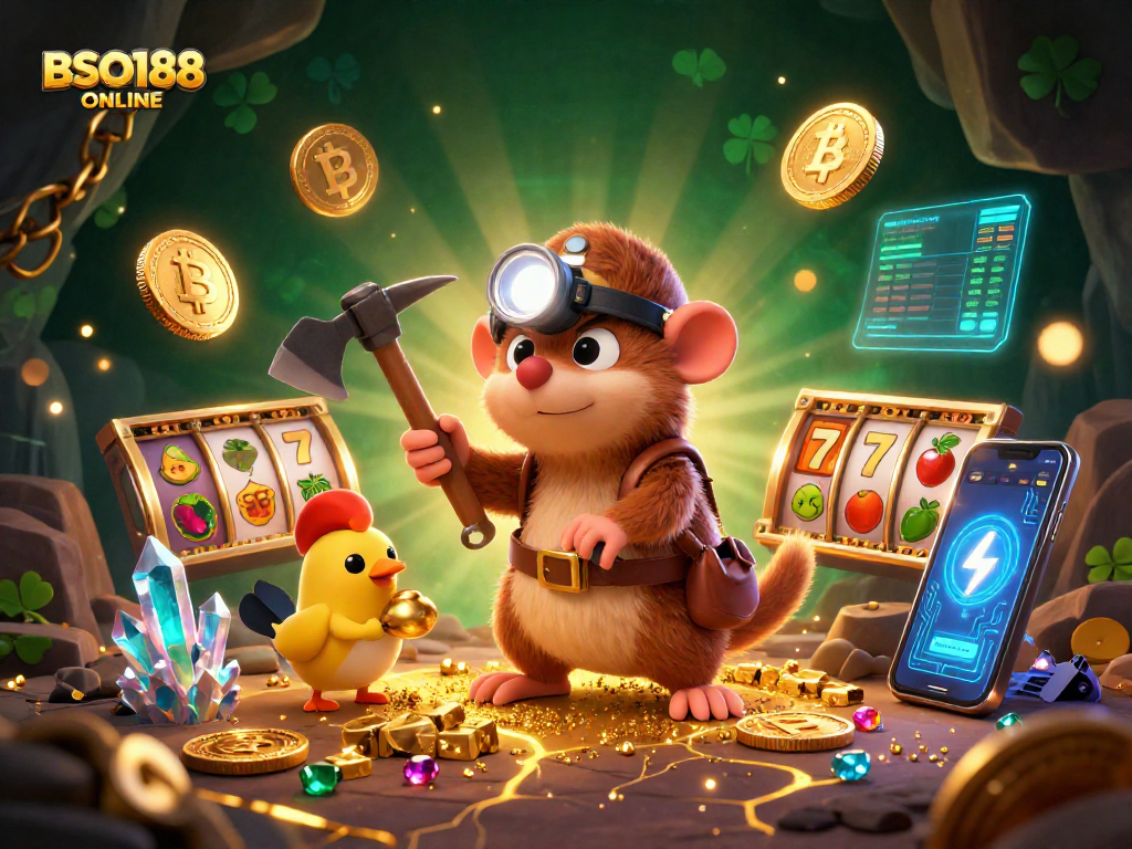 Engage with BSO188 ONLINE through thrilling slot games highlighted by vibrant characters and crypto elements.