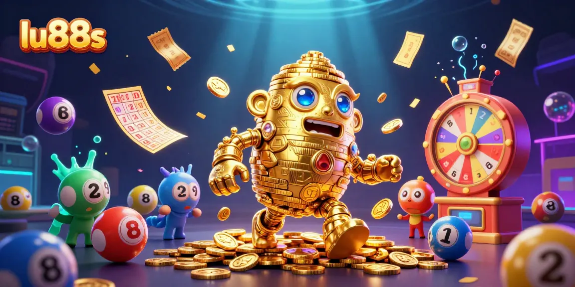 Experience the thrill of gaming at lu88s with vibrant lottery balls and stunning golden characters.