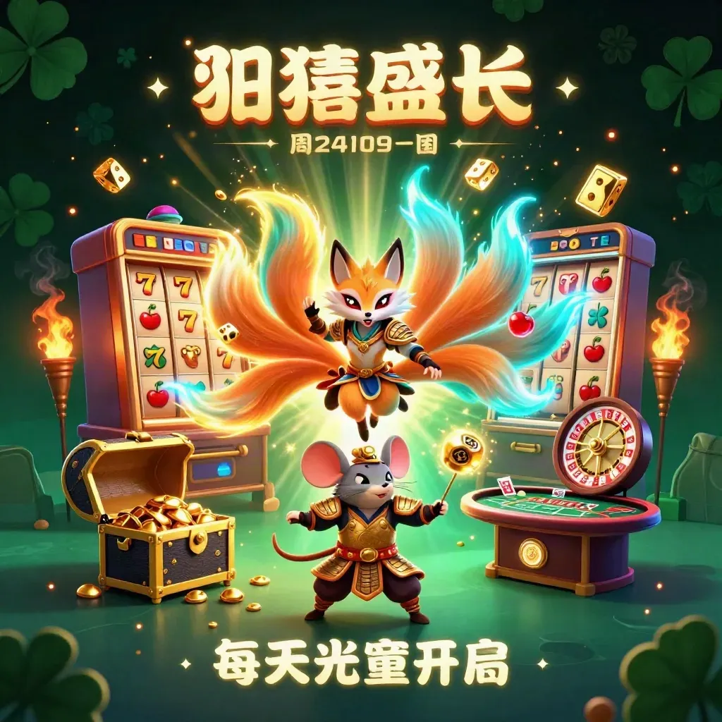 Nine-tailed neon fox spirit and golden samurai mouse amid a jackpot slot burst