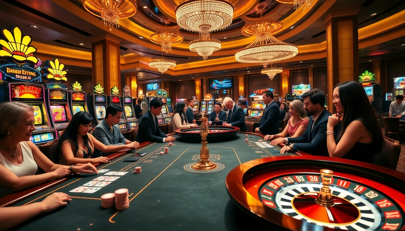 Exciting casino gaming scene at 33win with vibrant tables and dynamic players.