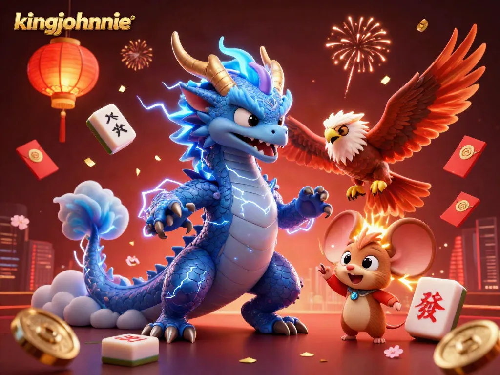 Play thrilling craps with kingjohnnie's 3D casino characters amidst vivid game elements.