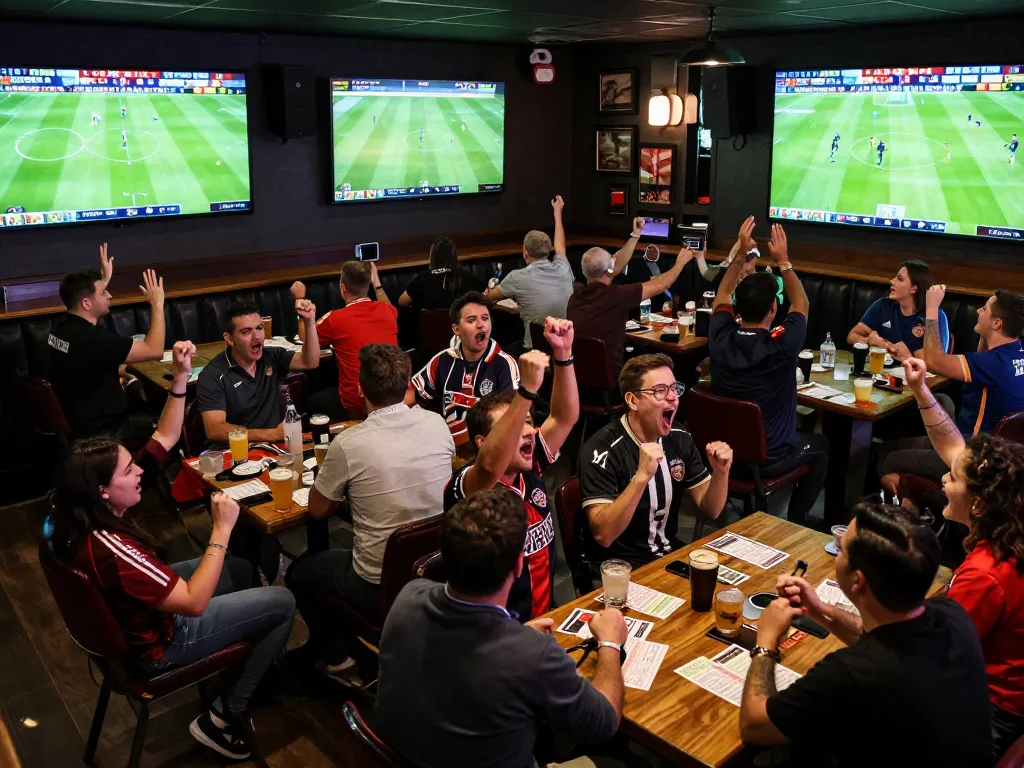 Bóng đá Bet168 sports betting action with fans cheering at a lively venue