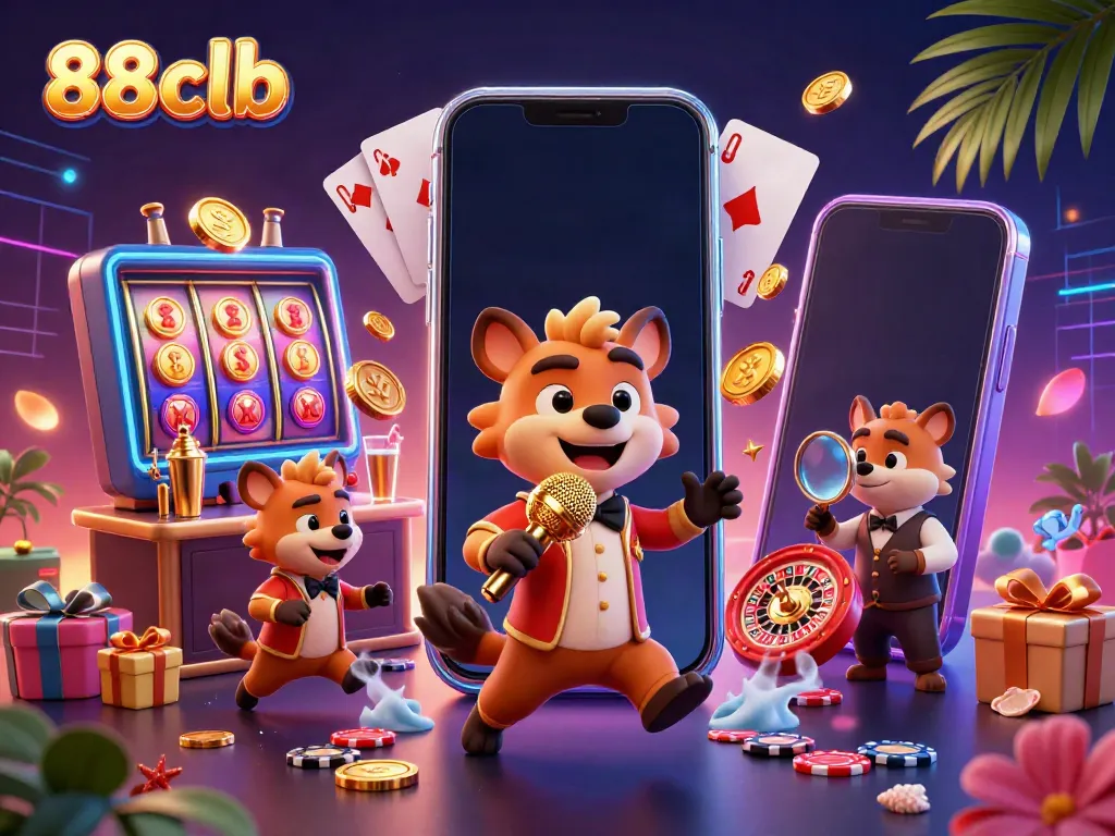 Enjoy the exciting atmosphere at 88clb with hyenas performing in a vibrant casino scene.