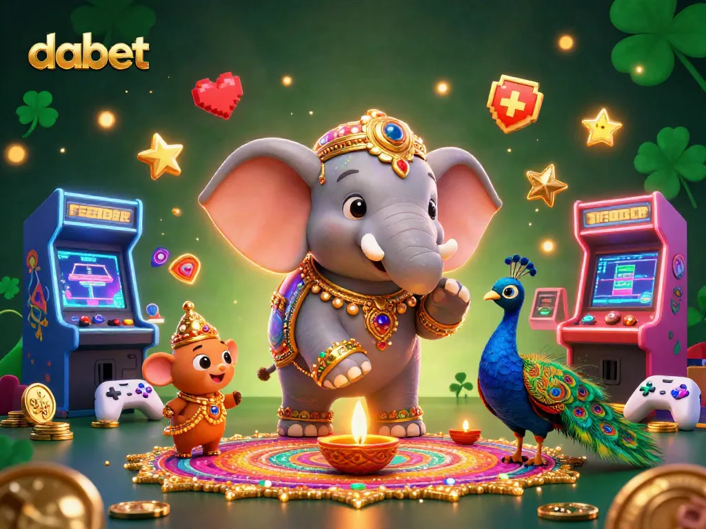 dabet's vibrant casino scene showcases dynamic gameplay with ornate decorations and interactive game elements.