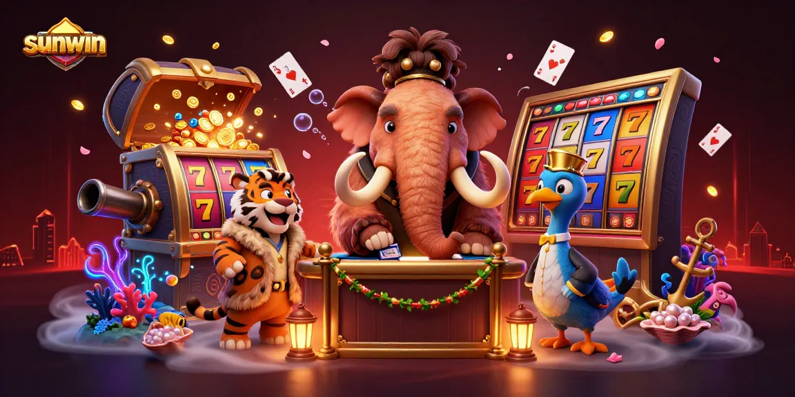 Engage with thrilling games like slots at sunwin with cartoon characters and vibrant casino elements.