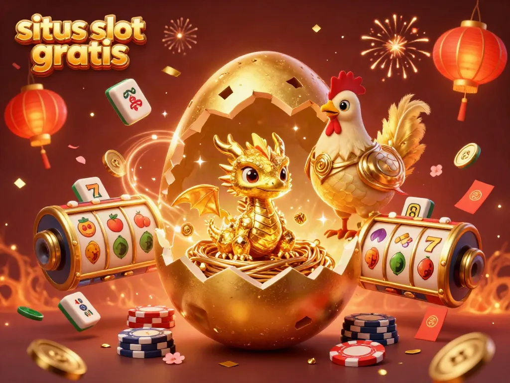 Spin to win with situs slot gratis featuring golden dragon and poker chips in vivid casino celebration.
