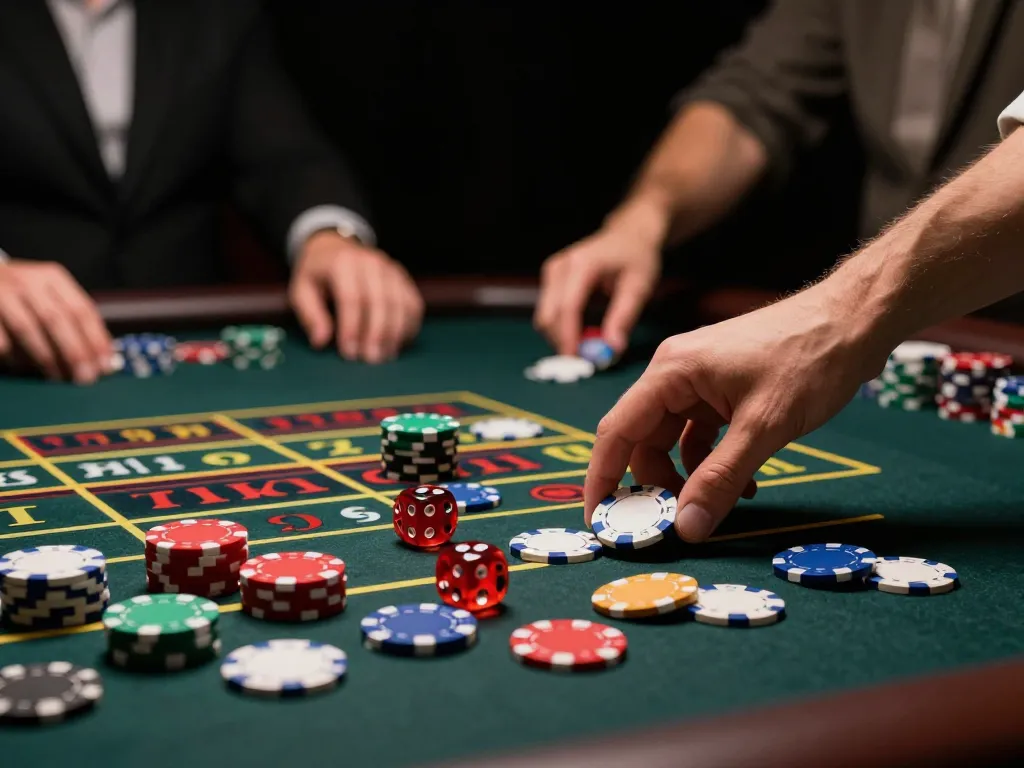 Engaging gameplay at game 98win with vibrant roulette chips and a hand making a crucial bet.
