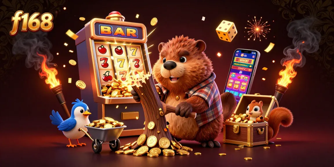 Experience the thrill of f168 with golden coins and dynamic gaming elements in a vibrant 3D casino scene.