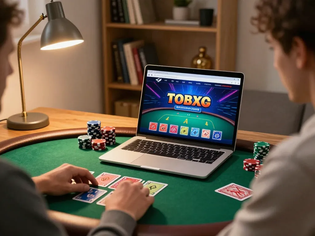 Player enjoying online poker at home, showcasing vipwin79 gaming strategies and excitement.