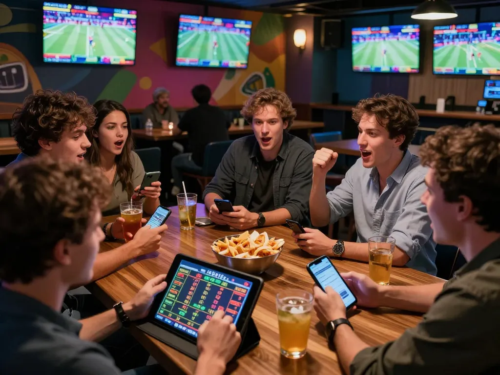 Experience the excitement of FUN79 bet with friends placing wagers during live sports events.