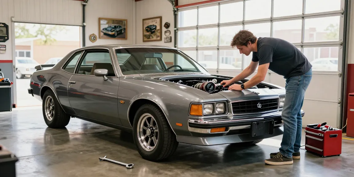 Enthusiast inspecting the Holden SV 88 in a well-lit garage with vintage memorabilia.