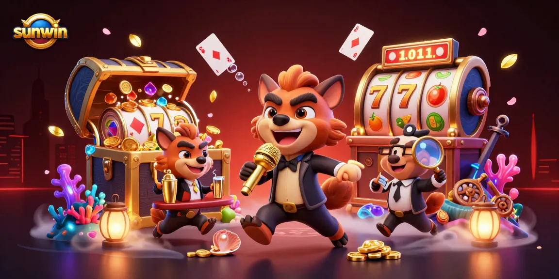 Experience the vibrant sunwin comedy casino scene with hyenas amid dynamic gaming elements and rich visuals.